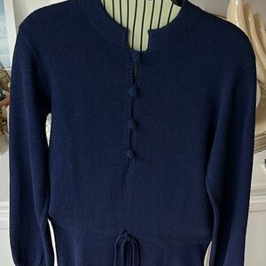 Laura Yang for Saks Fifth Avenue Blue Long Sleeve Sweater Dress